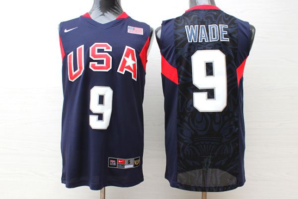 Men USA #9 Wade Dark Blue Stitched Nike NBA Jersey->more jerseys->NBA Jersey